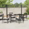  Kert étkező szett párnával 5 pcs Fekete Rattan