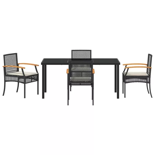  Kert étkező szett párnával 5 pcs Fekete Rattan