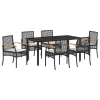  Kert étkező szett párnával 7 pcs Fekete Rattan