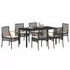  Kert étkező szett párnával 7 pcs Fekete Rattan