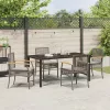  Kert étkező szett párnával 5 pcs Szürke és fekete Rattan
