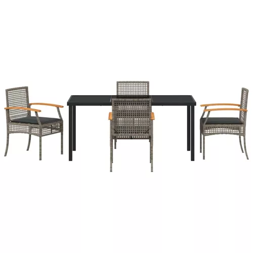  Kert étkező szett párnával 5 pcs Szürke és fekete Rattan