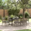  Kert étkező szett párnával 7 pcs Szürke és fekete Rattan