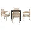  5 darabos Kerti Étkező Szett Párnákkal Bézs Poli Rattan