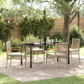    Kert étkező szett párnával 5 pcs Beige és fekete Rattan