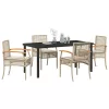  Kert étkező szett párnával 5 pcs Beige és fekete Rattan