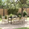  Kert étkező szett párnával 7 pcs Beige és fekete Rattan