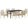  Kert étkező szett párnával 7 pcs Beige és fekete Rattan