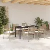  Kert étkező szett párnával 7 pcs Beige és fekete Rattan