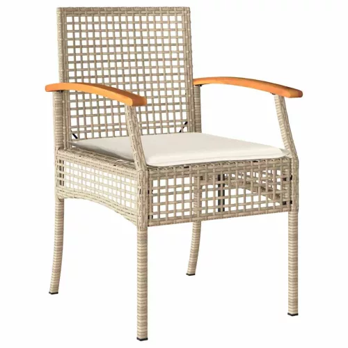  Kert étkező szett párnával 7 pcs Beige és fekete Rattan
