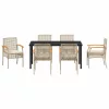  Kert étkező szett párnával 7 pcs Beige és fekete Rattan