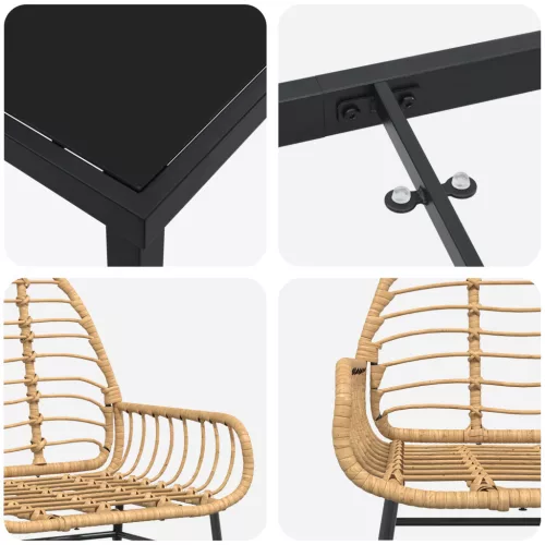  5 darabos kerti étkező szett Barna Polirattan