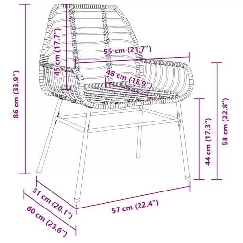  Kert étkező szett 7 pcs Barna polirattan