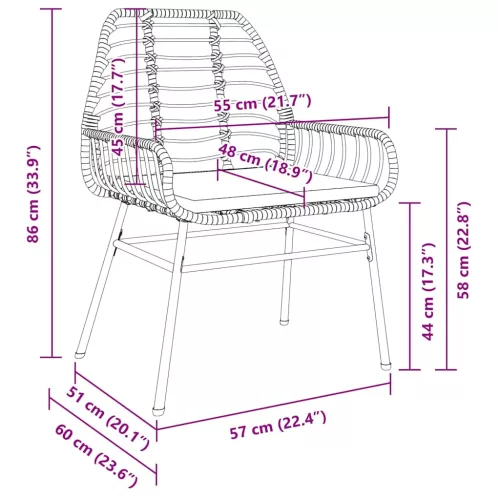  Kert étkező szett 5 pcs Barna polirattan