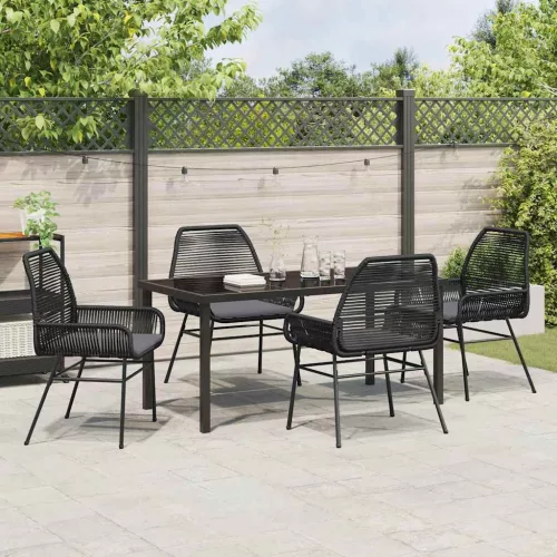  Kert étkező szett párnával 5 pcs Fekete polirattan