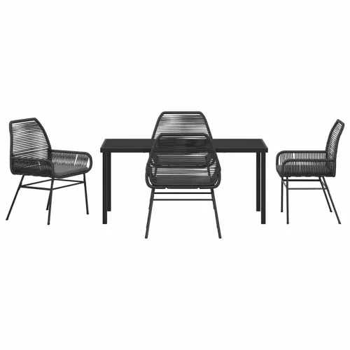  Kert étkező szett párnával 5 pcs Fekete polirattan