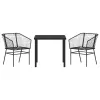  3 darabos kerti étkező szett Fekete polirattan