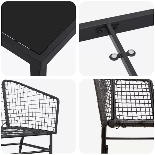  Kert étkező szett 5 pcs Fekete polirattan