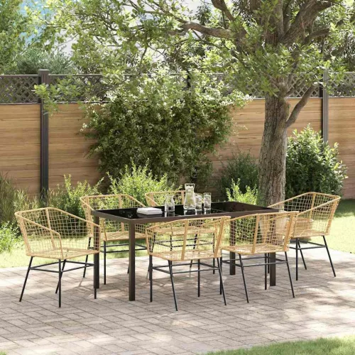  Kert étkező szett 7 pcs Barna polirattan