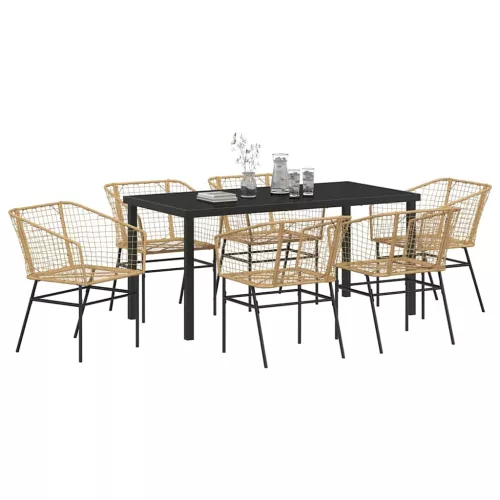  Kert étkező szett 7 pcs Barna polirattan
