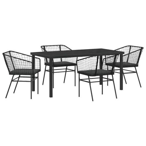  Kert étkező szett 5 pcs Fekete polirattan