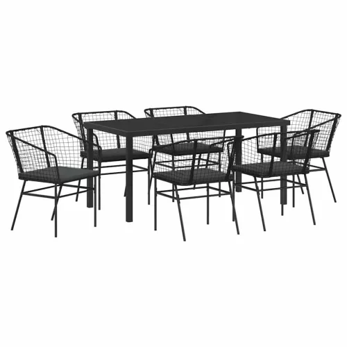  Kert étkező szett 7 pcs Fekete polirattan