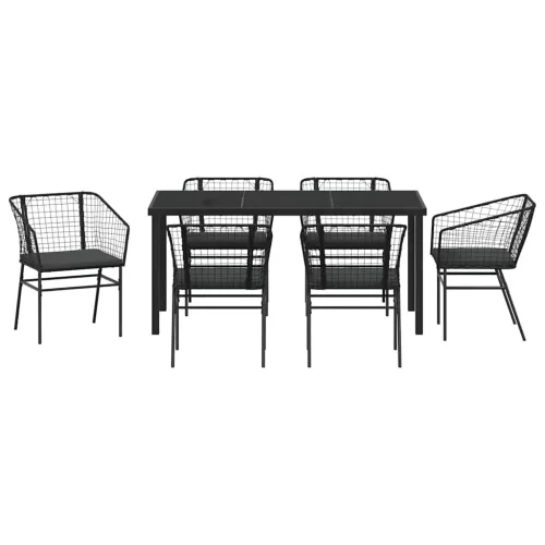  Kert étkező szett 7 pcs Fekete polirattan