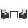  3 Darabos Kerti Étkező Szett Fekete Polirattan