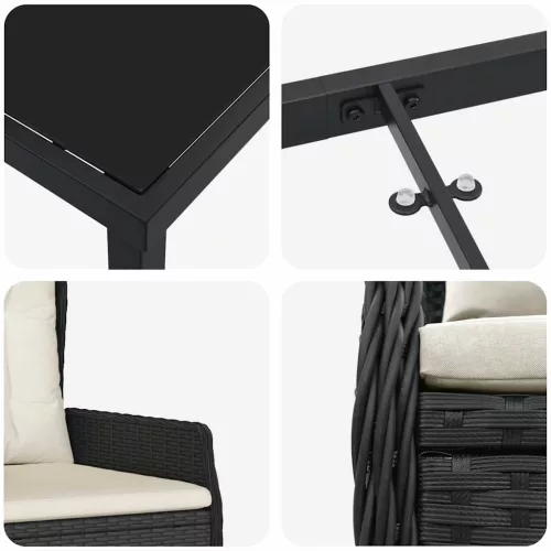  Kert étkező szett 5 pcs Fekete polirattan