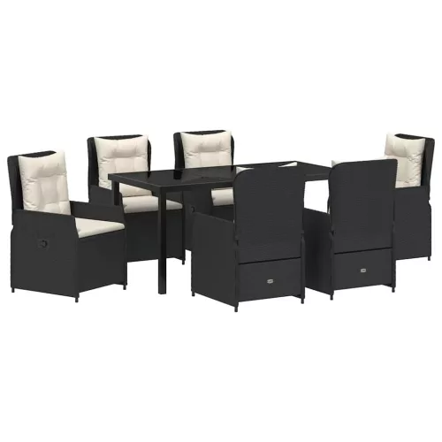  Kert étkező szett 7 pcs Fekete polirattan