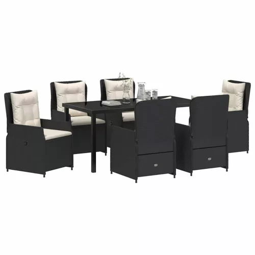  Kert étkező szett 7 pcs Fekete polirattan