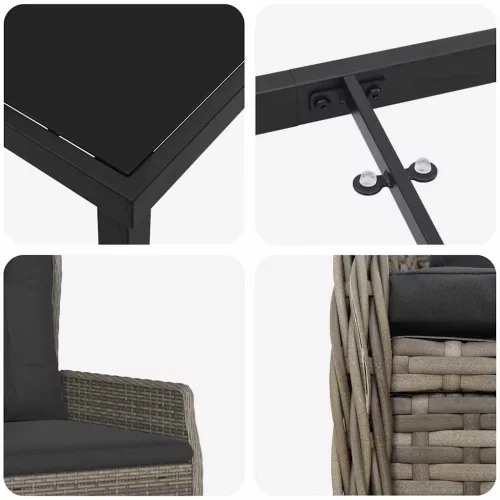 Kert étkező szett 5 pcs Szürke polirattan