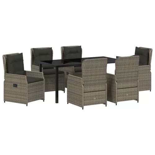  Kert étkező szett 7 pcs Szürke polirattan