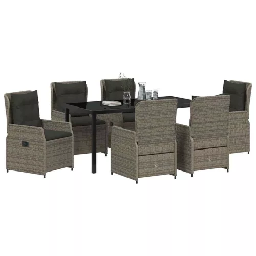  Kert étkező szett 7 pcs Szürke polirattan