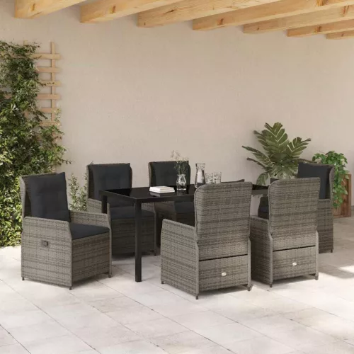 Kert étkező szett 7 pcs Szürke polirattan