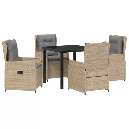  5 Darabos Kerti Étkező Garnitúra Bézs Poli Rattan