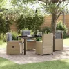  Kert étkező szett 5 pcs Beige és Világosszürke polirattan
