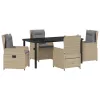  Kert étkező szett 5 pcs Beige és Világosszürke polirattan
