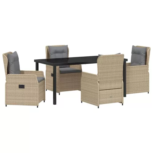  Kert étkező szett 5 pcs Beige és Világosszürke polirattan