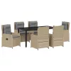  Kert étkező szett 7 pcs Beige és Világosszürke polirattan