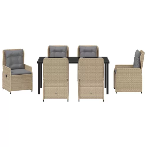  Kert étkező szett 7 pcs Beige és Világosszürke polirattan