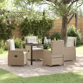    Kert étkező szett 5 pcs Beige és Világosszürke polirattan
