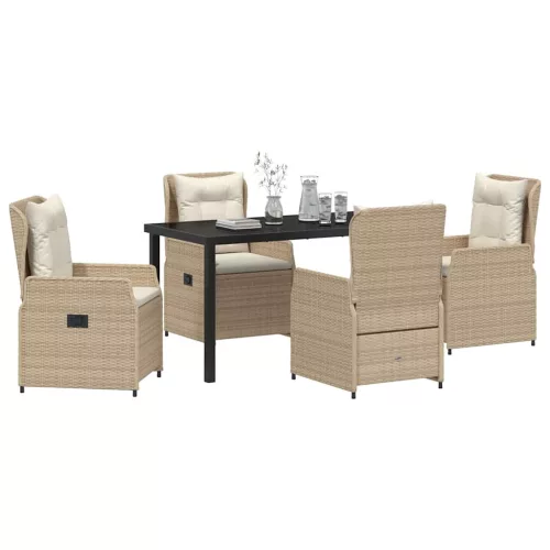  Kert étkező szett 5 pcs Beige és Világosszürke polirattan