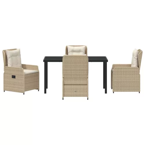 Kert étkező szett 5 pcs Beige és Világosszürke polirattan