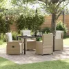  Kert étkező szett 5 pcs Beige és Világosszürke polirattan