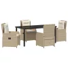 Kert étkező szett 5 pcs Beige és Világosszürke polirattan