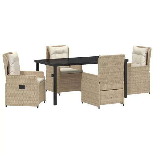  Kert étkező szett 5 pcs Beige és Világosszürke polirattan