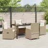  Kert étkező szett 5 pcs Beige és Világosszürke polirattan