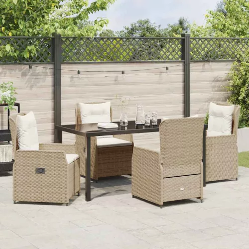  Kert étkező szett 5 pcs Beige és Világosszürke polirattan