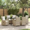  Kert étkező szett 7 pcs Beige és Világosszürke polirattan